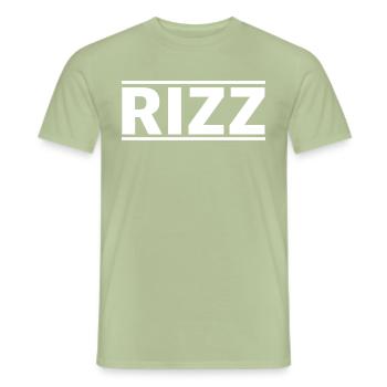 Rizz | Charisme, charme, style, langage de la jeunesse - T-shirt homme - vert sauge - Devant - AI Model Male 178 light (178cm)