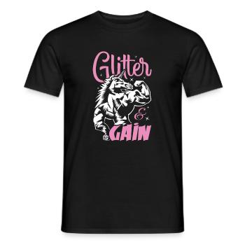 unicorn fitness glitter muscles - Men's T-Shirt - black - Front - AI Model Male 178 light (178cm)