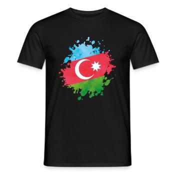 Azerbaijan flag Azerbaijan blob - Men's T-Shirt - black - Front - AI Model Male 178 light (178cm)