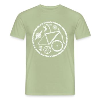 Chaîne de bicyclette - T-shirt homme - vert sauge - Devant - AI Model Male 178 light (178cm)