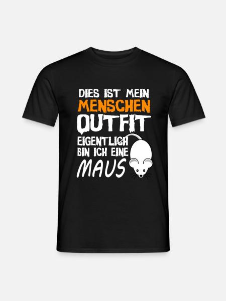 Maus Mäuse Outfit Spruch Kostüm Geschenk - Männer T-Shirt - Schwarz