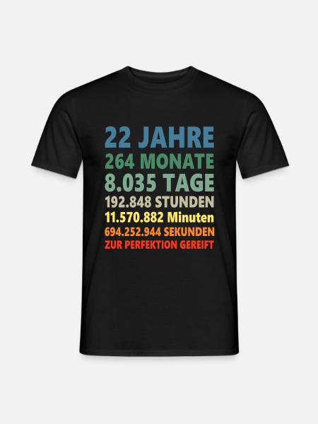 22ter 22 Jahre 22. Geburtstag Geschenk - Männer T-Shirt - Schwarz