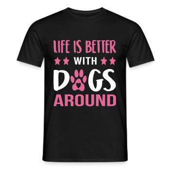 Das Leben ist besser mit Hunden - Männer T-Shirt - Schwarz - Vorne - AI Model Male 178 light (178cm)