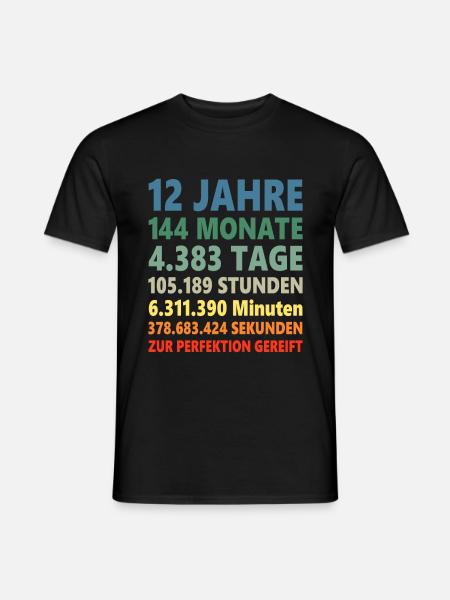 12ter Geburtstag 12 Jahre Geschenk - Männer T-Shirt - Schwarz