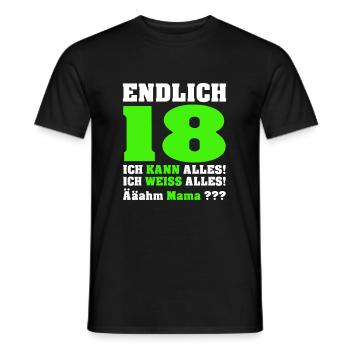 Endlich 18 Sprüche Geschenkidee zum Geburtstag - Männer T-Shirt - Schwarz - Vorne - AI Model Male 178 light (178cm)