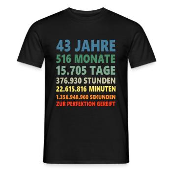 43. Geburtstag 43 Jahre 43ter Geburtstagsgeschenk - Männer T-Shirt - Schwarz - Vorne - AI Model Male 178 light (178cm)