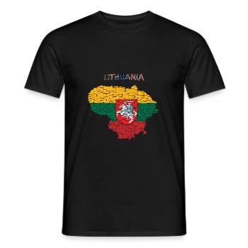 Lithuania Flag - Art Design - Men's T-Shirt - black - Front - AI Model Male 178 light (178cm)
