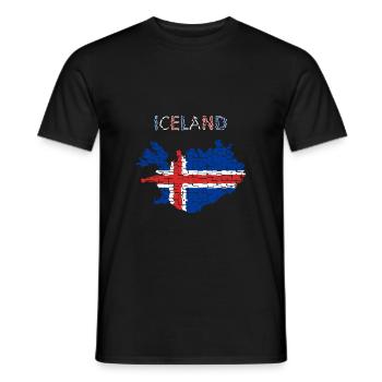 Island Flagge - Kunstdesign - Männer T-Shirt - Schwarz - Vorne - AI Model Male 178 light (178cm)