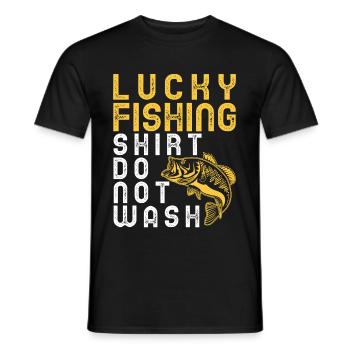Drôle de chemise de pêche chanceuse ne pas laver - T-shirt homme - noir - Devant - AI Model Male 178 light (178cm)