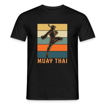 Retro Muay Thai Boxing Vintage Thaiboxen Boxer - T-shirt homme - noir - Devant - AI Model Male 178 light (178cm)