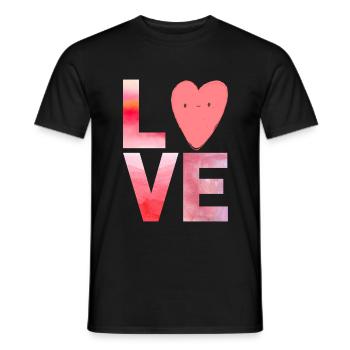 Love Herz Kawaii - Männer T-Shirt - Schwarz - Vorne - AI Model Male 178 light (178cm)