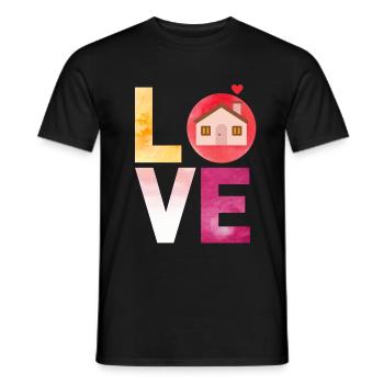LOVE Home House Home - Men's T-Shirt - black - Front - AI Model Male 178 light (178cm)