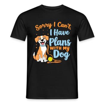 Thème amusant « Désolé, j’ai des projets avec mon chien » - T-shirt homme - noir - Devant - AI Model Male 178 light (178cm)
