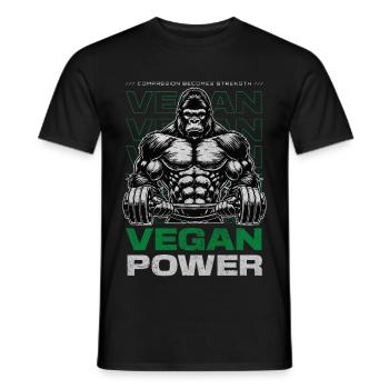 Vegan Power – Compassion Becomes Strength - Männer T-Shirt - Schwarz - Vorne - AI Model Male 178 light (178cm)