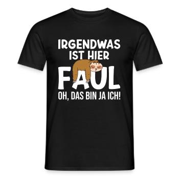 Irgendwas ist hier faul Faultier Faulenzer - Männer T-Shirt - Schwarz - Vorne - AI Model Male 178 light (178cm)