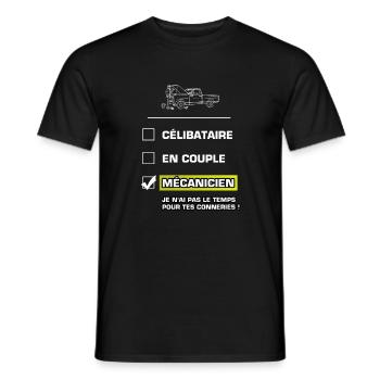 mécanicien pas le temps pour tes conneries -humour - T-shirt homme - noir - Devant - AI Model Male 178 light (178cm)