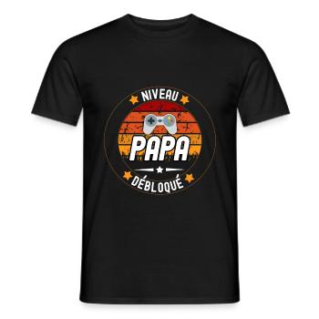 niveau papa débloqué -gamer -naissance - T-shirt homme - noir - Devant - AI Model Male 178 light (178cm)