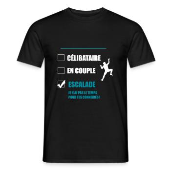 escalade célibataire en couple - T-shirt homme - noir - Devant - AI Model Male 178 light (178cm)