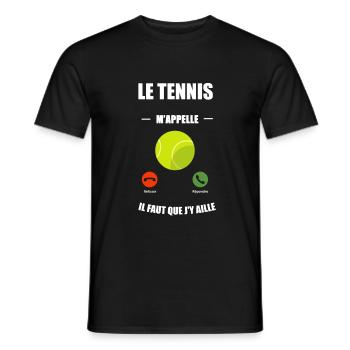tennis m appelle - T-shirt homme - noir - Devant - AI Model Male 178 light (178cm)