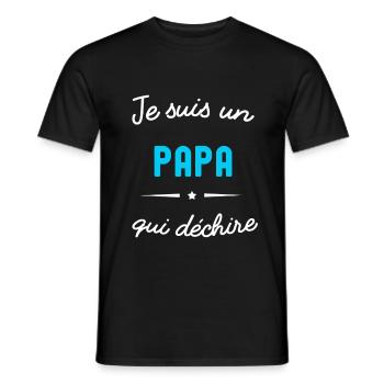 je suis un Papa qui déchire - T-shirt homme - noir - Devant - AI Model Male 178 light (178cm)