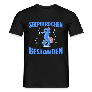 Seepferdchen bestanden Schwimm Abzeichen Kinder - Männer T-Shirt - Schwarz - Vorne - AI Model Male 178 light (178cm)