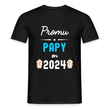 Promu papy en 2024 - T-shirt homme - noir - Devant - AI Model Male 178 light (178cm)