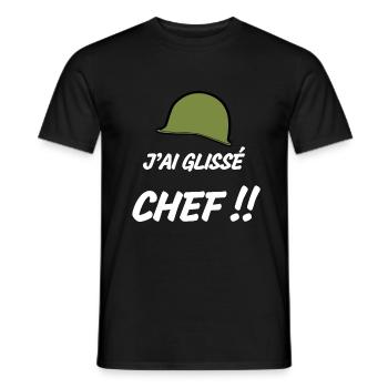 j ai glissé chef humour casque - T-shirt homme - noir - Devant - AI Model Male 178 light (178cm)