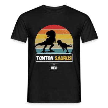 TONTON SAURUS REX -SUNSET - T-shirt homme - noir - Devant - AI Model Male 178 light (178cm)
