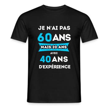 je n ai pas 60 ans mais 20 ans homme - T-shirt homme - noir - Devant - AI Model Male 178 light (178cm)