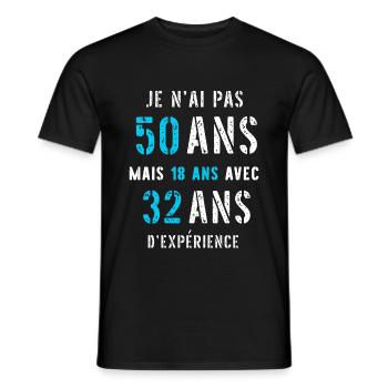 pas 50 ans mais 18 ans humour homme - T-shirt homme - noir - Devant - AI Model Male 178 light (178cm)