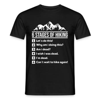 6 stages of hiking Funny Hiking Nature Adventure - Men's T-Shirt - black - Front - AI Model Male 178 light (178cm)