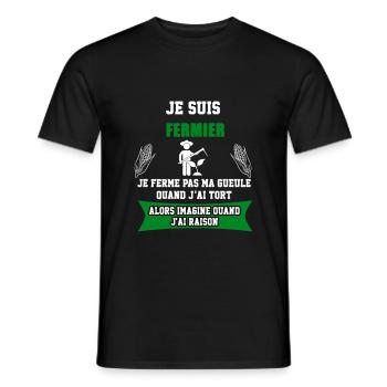 fermier je ferme pas ma gueule - T-shirt homme - noir - Devant - AI Model Male 178 light (178cm)