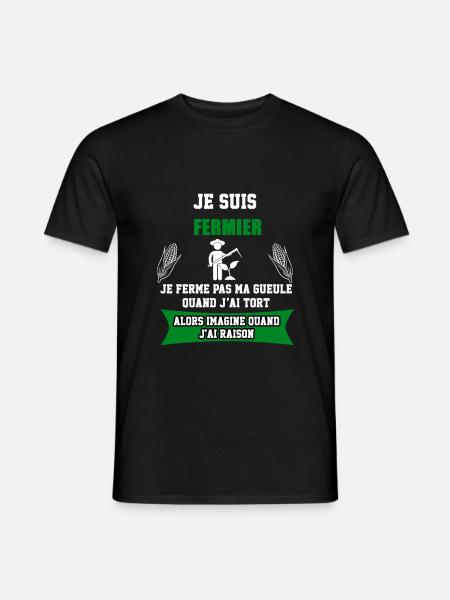fermier je ferme pas ma gueule - T-shirt homme - noir