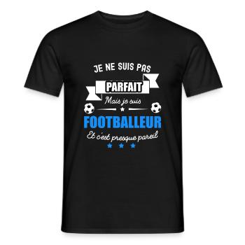pas parfait mais footballeur - T-shirt homme - noir - Devant - AI Model Male 178 light (178cm)
