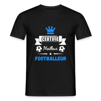 certifié meilleur footballeur - T-shirt homme - noir - Devant - AI Model Male 178 light (178cm)