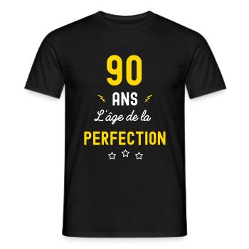 90 ans l age de la perfection - T-shirt homme - noir - Devant - AI Model Male 178 light (178cm)