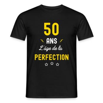 50 ans l age de la perfection - T-shirt homme - noir - Devant - AI Model Male 178 light (178cm)