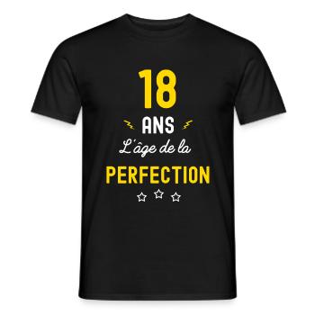 18 ans l age de la perfection - T-shirt homme - noir - Devant - AI Model Male 178 light (178cm)