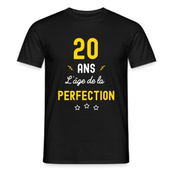 20 ans l age de la perfection - T-shirt homme - noir - Devant - AI Model Male 178 light (178cm)