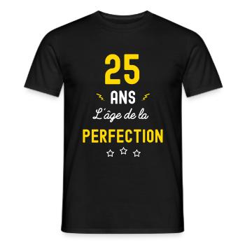 25 ans l age de la perfection - T-shirt homme - noir - Devant - AI Model Male 178 light (178cm)