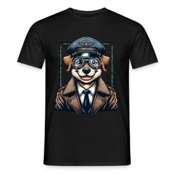 Cute Dog Pilot - Men's T-Shirt - black - Front - AI Model Male 178 light (178cm)