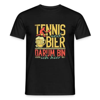 Tennis Und Bier Darum Bin Ich Hier - Männer T-Shirt - Schwarz - Vorne - AI Model Male 178 light (178cm)