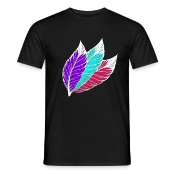 Feathers colorful white - Men's T-Shirt - black - Front - AI Model Male 178 light (178cm)