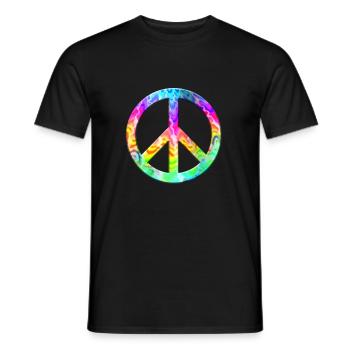 Flower Power Peace Hippie Love 60s 70s Peace colorful - Men's T-Shirt - black - Front - AI Model Male 178 light (178cm)