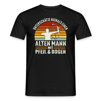 Alten mann mit pfeil und bogen - Männer T-Shirt - Schwarz - Vorne - AI Model Male 178 light (178cm)