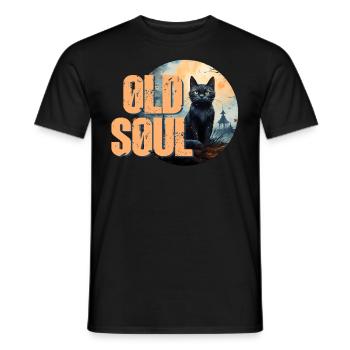 Cat Old Soul Halloween moon Cat Soul Full Moon - T-shirt homme - noir - Devant - AI Model Male 178 light (178cm)