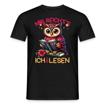 Buch Bücher Eule Uhu Eulen Literatur Lesen lustig - Männer T-Shirt - Schwarz - Vorne - AI Model Male 178 light (178cm)