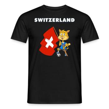 Swiss Domestic Cat / Switzerland Fan - Men's T-Shirt - black - Front - AI Model Male 178 light (178cm)