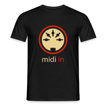Midi In 5-pin DIN Audio Synthesizer Vintage Stereo - Men's T-Shirt - black - Front - AI Model Male 178 light (178cm)