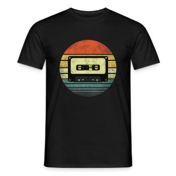 Audio Tape Kassette Musik HiFi Sunset Retro Design - Männer T-Shirt - Schwarz - Vorne - AI Model Male 178 light (178cm)